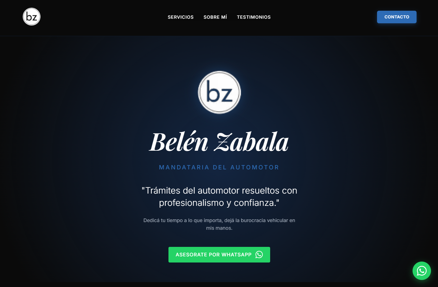 Proyecto Landing Page para Gestoría Belén Automotor - Diseñada por ValtorWebs