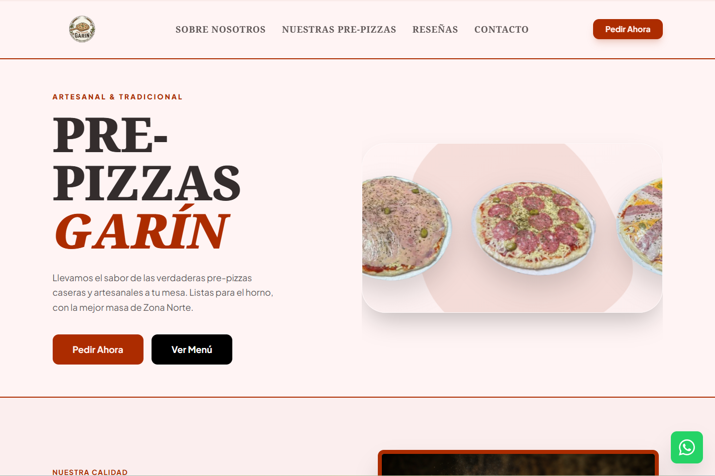 Sitio Web para Prepizzas Garín - Desarrollado por ValtorWebs